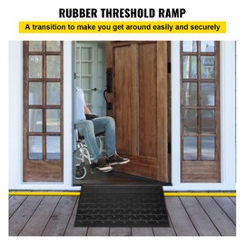 VEVOR Rubber Threshold Ramp,2.6" Rise Threshold Ramp Doorway,3 Channels Cord Cover Rubber Solid Threshold Ramp,Rubber Angled Entry Rated 2200 Lbs Load Capacity for Wheelchair and Scooter