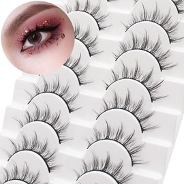 Losha Manga Lashes Fluffy Faux Mink Lashes Natural Look 10 Pairs Asian False Eyelashes Pack Look Like Individual Clusters (BC009)