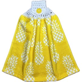 Handmade Crochet Top Kitchen Towel 100% Cotton Very Absorbent Terry Cloth Towels For Kitchen Bathroom, And Laundry Room. (PINEAPPLES)