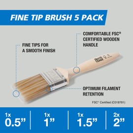 Harris Trade Paint Brush Multi-Pack, Pack of 5, 0.5", 1", 1.5", 2", Brown