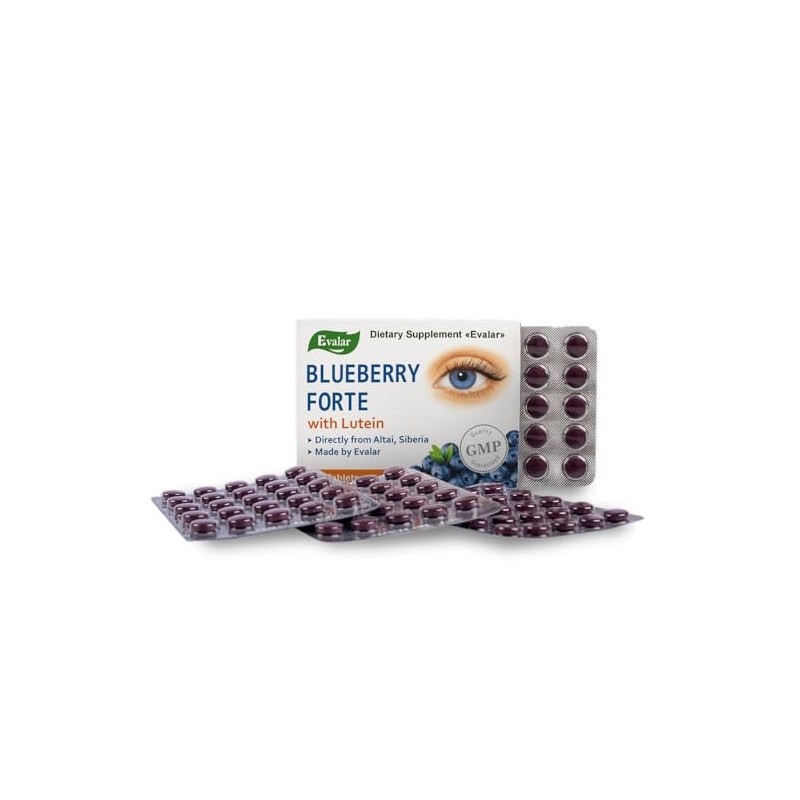 Blueberry Forte by Evalar Vitamins Lutein Zinc Minerals 100 Tabs