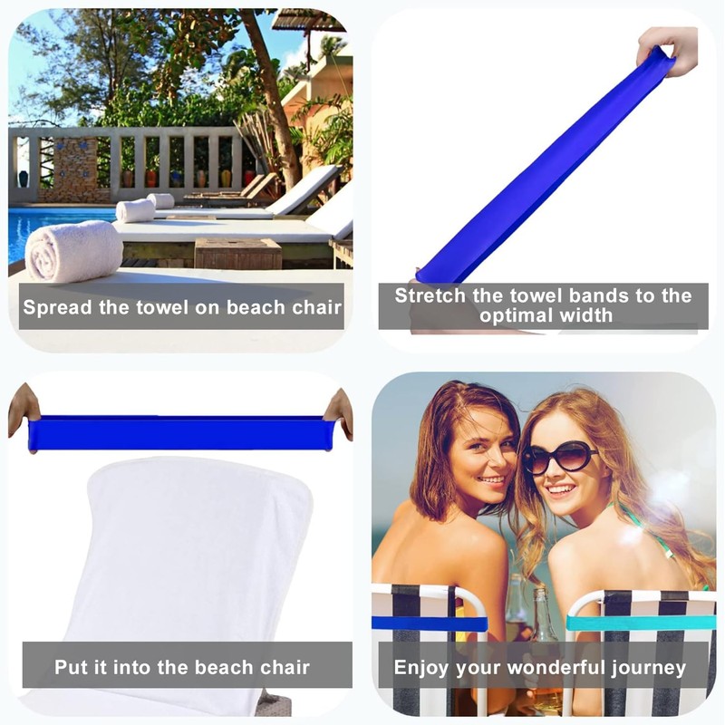 4 Pack Towel Bands | Towel Holder for Cruise Chairs