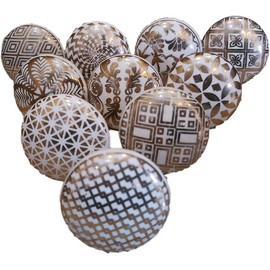 HOPOFLY Vintage Look Flower Ceramic Knobs, Door Handle Cabinet Drawer Knob Cupboard Pull, Home Interior Decor, Golden (Set of 10)