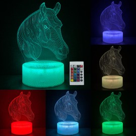 JOCHUI Horse Night Light, Horse Gifts Illusion Table Lamp with 16 Colors Control Touch Lamp LED USB Night Light Desk Lamps Room Decorations Home Decor Holiday Birthday Light