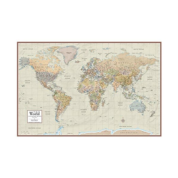 Swiftmaps 18" x 27" World Map Contemporary Premier Wall Map