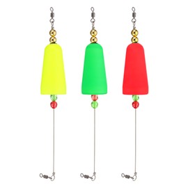 PATIKIL Fishing Floats Rigs 10 Inch, 3 Pack Oval Fishing Bobbers Popping Corks Float Weighted Bobbers Fishing Tackle with Copper Beads for Saltwater Freshwater Fishing, Yellow/Red/Green