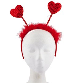 Lux Accessories Red Fabric Furry Heart Antenna Valentine's Day Festive Headband