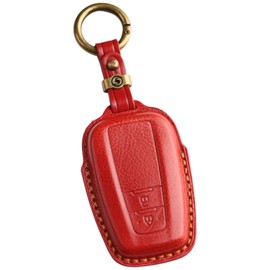 [smasol] Prius 50 Series Corolla Touring Corolla Cross Previous Type Key Cover New RAV4 50 Series Key Case C-HR Crown 20 Series Genuine Leather Accessory, 1. Red (3D luxury) / 2 buttons, S