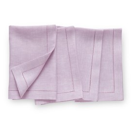 Solino Home Linen Napkins 20 x 20 Inch – 100% Pure Linen Chambray Lavender Cloth Napkins Set of 4 – Hemstitch Dinner Napkins – Milan