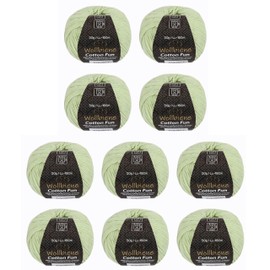 Wollbiene Cotton Fun Strickwolle 55% Baumwolle - Vielfältige Farbauswahl, Garn, Amigurumi Jeans 10x50g (12 pastellgrün)