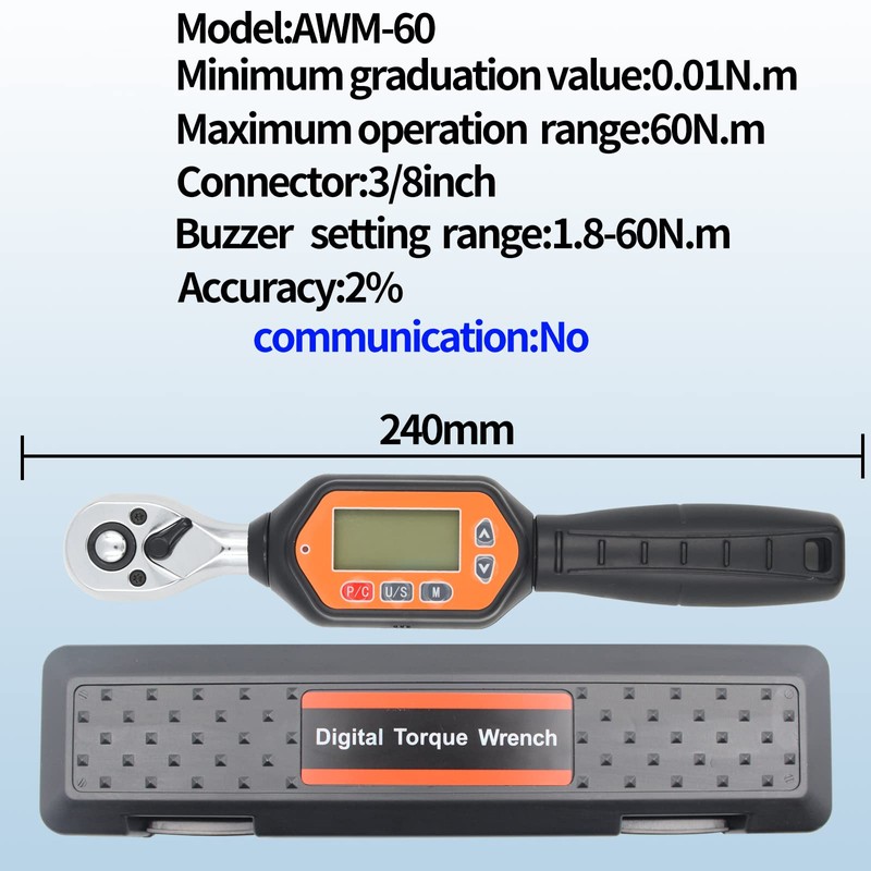 FridayParts AWM-60 N 3/8 inches Mini Digital Reversible Torque Wrench