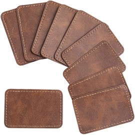 SmallCat 10 PCS Square Leather Patches for Hats, Iron on Blank Patches, Artificial Leather Patches for Laser Engraving, Repair Patches for DIY Sewing Crafts for Hats, Jackets, Jeans - Dark Coffee