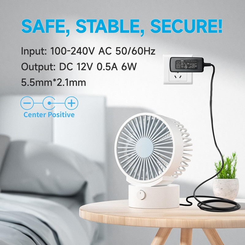 ANLINK UL Listed 12V 0.5A/500mA 6ft Long Power Supply Adapter,