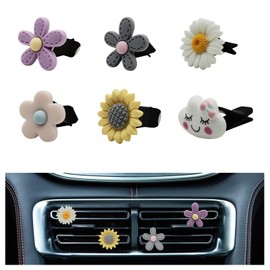 MultiValue 6 pcs Car Air Vent Clips, Cute Car Accessories for Women&Men Car Decorations Interior Air Conditioning Outlet Clip Lovely Colorful Flower Car Charms for Office Home Car Vent (Black)