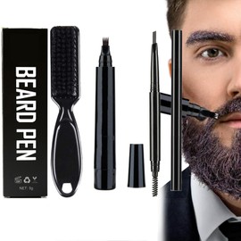 Beard Filler Pen, Beard Pen for Men, Beard Pen Black, Waterproof Beard Pencil, Waterproof Beard Pen for Men, Beard Pen Filling Set Filling Mustache (Black, Beard Pen Filling Set-C)