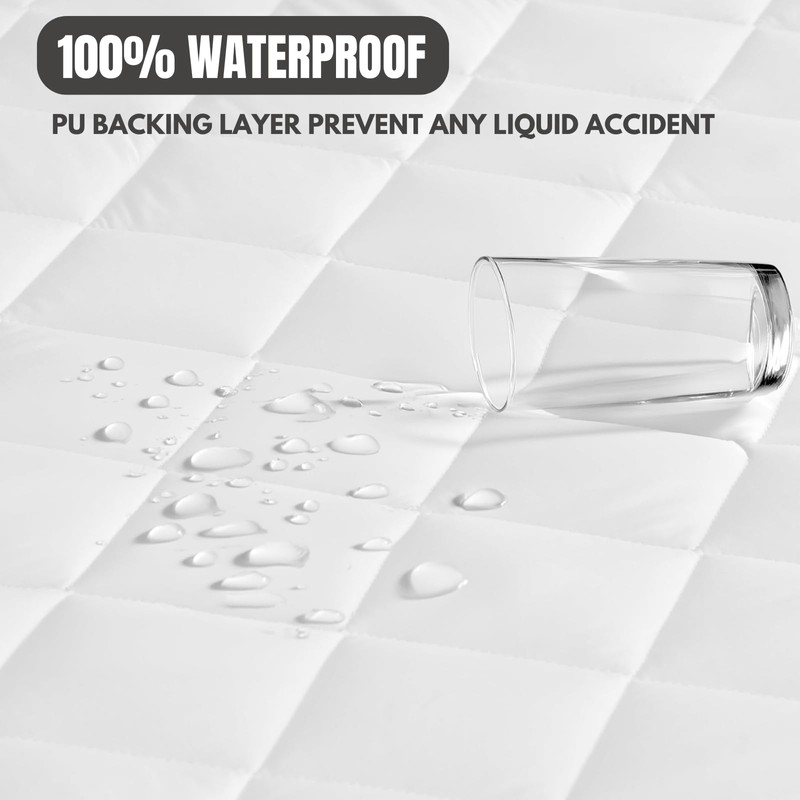 Quilted Waterproof Mattress Protector, JOMWEN Extra Deep Mattress Topper, Fitted