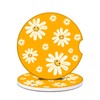 Car Cup Holder Coaster - Groovy White Sunflower Smiley Face