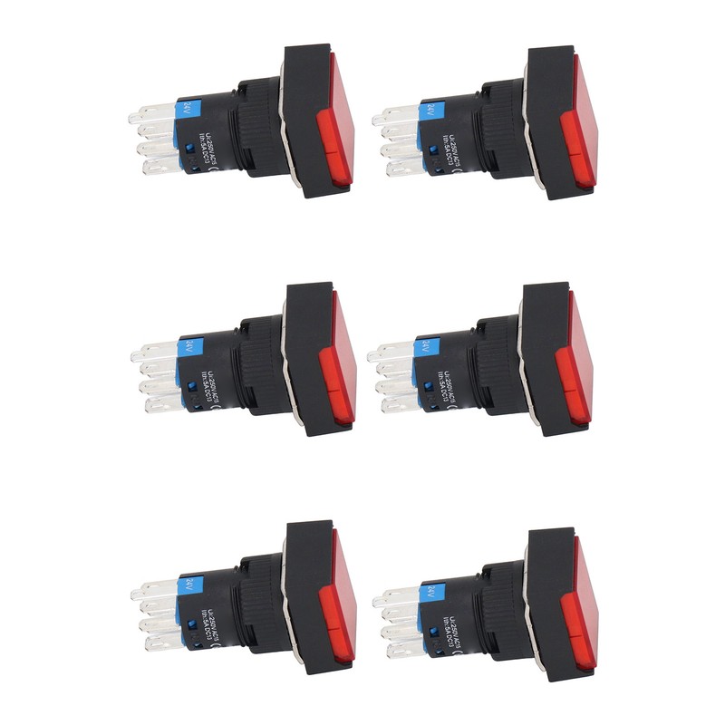 25 Pcs Push Button Switch Light Indicate Self Locking Long