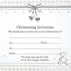 White Booties Christening Invitations