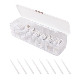 Tonxus Plastic Cable Management Box with Lid,Portable Clear Cord Organizer with 8 Compartments,Electronics Organizer Box,Desk Accessories Storage Organizer Case for Cable Stationery Supplies (White)