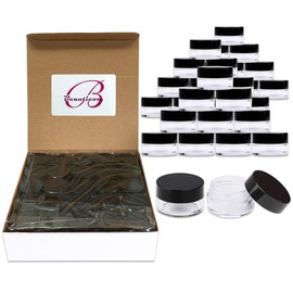 150 Jars - Beauticom High-Graded 5 Grams/5 mL BPA Free Thick Clear Acrylic 100% NO LEAK Plastic Jars empty Container Black Lid for Cosmetic, Lip Balm, Beads, Creams, Lotion, Liquids, Sample, Travel