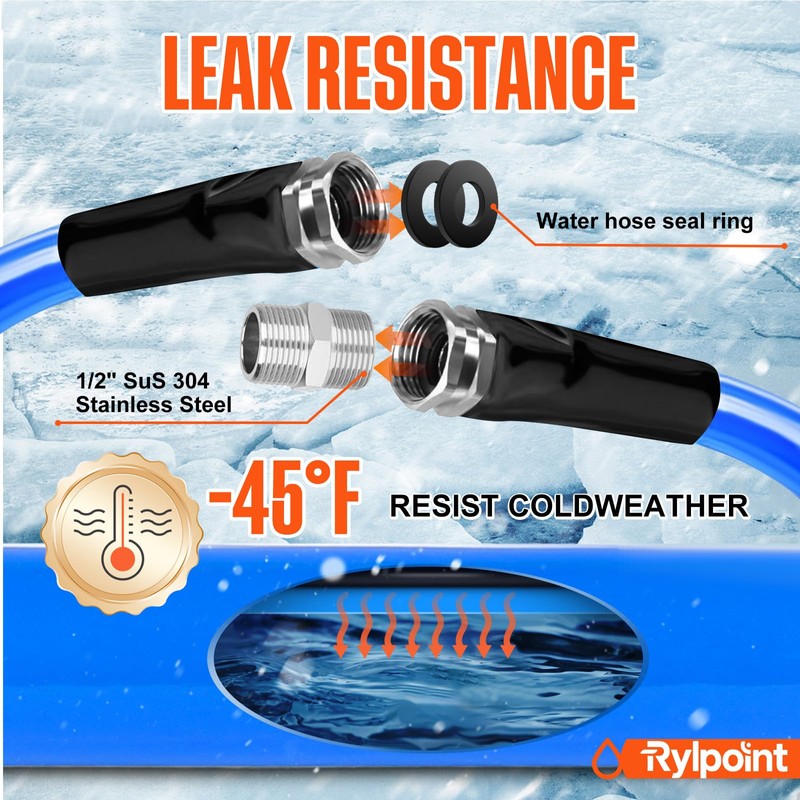 25FT Heated Water Hose for RV,Heated Drinking Water Hose,Lead and