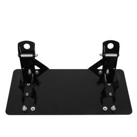 Abrillvt License Plate Bracket 8 3/4 Inch Flip-Up Winch Roller Fairlead Mount Holder - Black Stainless Steel
