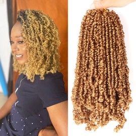Yanky Twists Crochet Braid Hair Pre-looped Bohemian Spring Twists Hair Senegalese Twist Crochet Hair with Curls Synthetic Hair Extensions (#27, 12 Inch (Pack of 8))