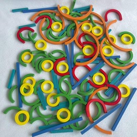 Wooden Sticks and Rings Puzzle Game, 1 Box Colorful Logic Thinking Training Educational Toy, Parent-child Interactive Game Props, Gift for Boys & Girls, Wooden Peg Puzzle, Wooden Stacking Puzzle, Wooden Puzzles