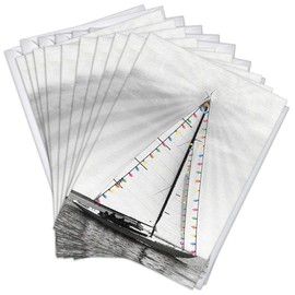 Wright Home & Gift Christmas Light Sail Boat Fresh Alternative Holiday Greeting Cards | 10 Pack Bulk Set + 10 Envelopes (4x6)