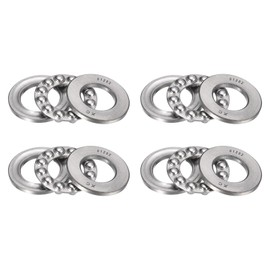 HiPicco Thrust Ball Bearings, 4pcs 51202 Plane Axial Ball Bearing 3-in-1, 15mm x 32mm x 12mm Chrome Steel ABEC3 Single Row Roller