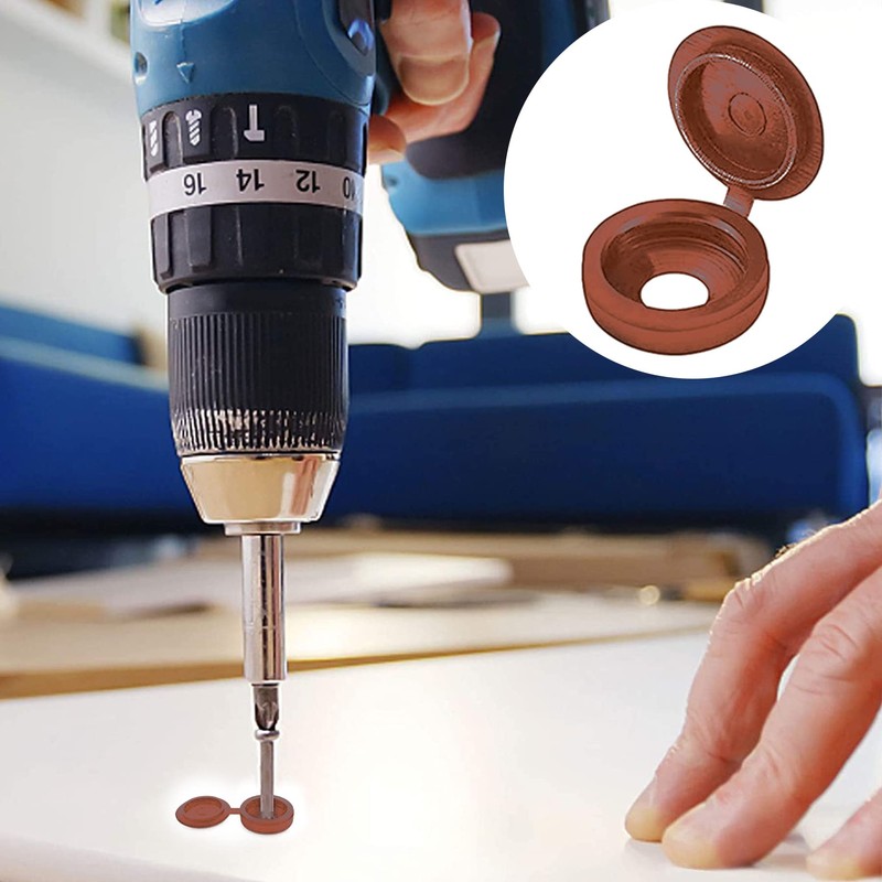 Screw Covers 100pcs Brown Plastic Screw Cap Hinged Fold Over