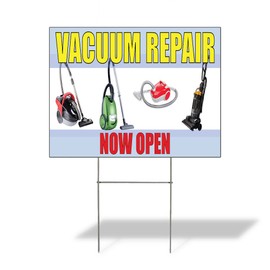 Fastasticdeals Weatherproof Yard Sign Vacuum Repair Now Open Advertising Printing White Lawn Garden Appliance 18x12 Inches 1 Side Print