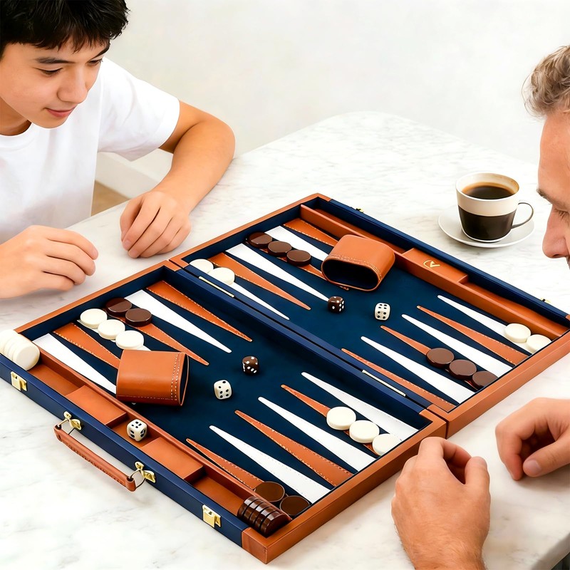 Premium Backgammon Sets for Adults, 17.5 Inch Large Backgammon Board