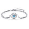 OHAYOO Compass Bracelet 925 Sterling Silver Eight-Tone Star Bracelet Birthstone
