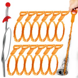 Snake Drain Hair Clog Remover: Remover Auger Cleaning Tool (12pcs) with Steel Claw for Tub Shower Bathroom Toilet Sink