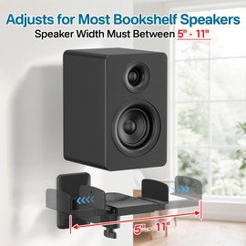 Adjustable Speaker Mounts for Most Large Speakers - Dual Side Clamping Speaker Wall Mounts for Klipsch, Bose, Edifier, JBL Surrounding Sound Bookshelf Speakers Shelf with Cable Ties, 2 Pack