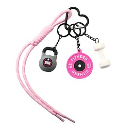 SORGERLY Gym Dumbbell Barbell Kettlebell Keychain - Cute Bag Purse Charms Accessories - Fitness Gift for Women Men, Pink, Medium