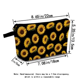 MoCaliduccious Sunflower Print Cosmetic Bag for Women Travel Accessories Gifts Travel Small Portable Makeup Organizer with Black Zipper