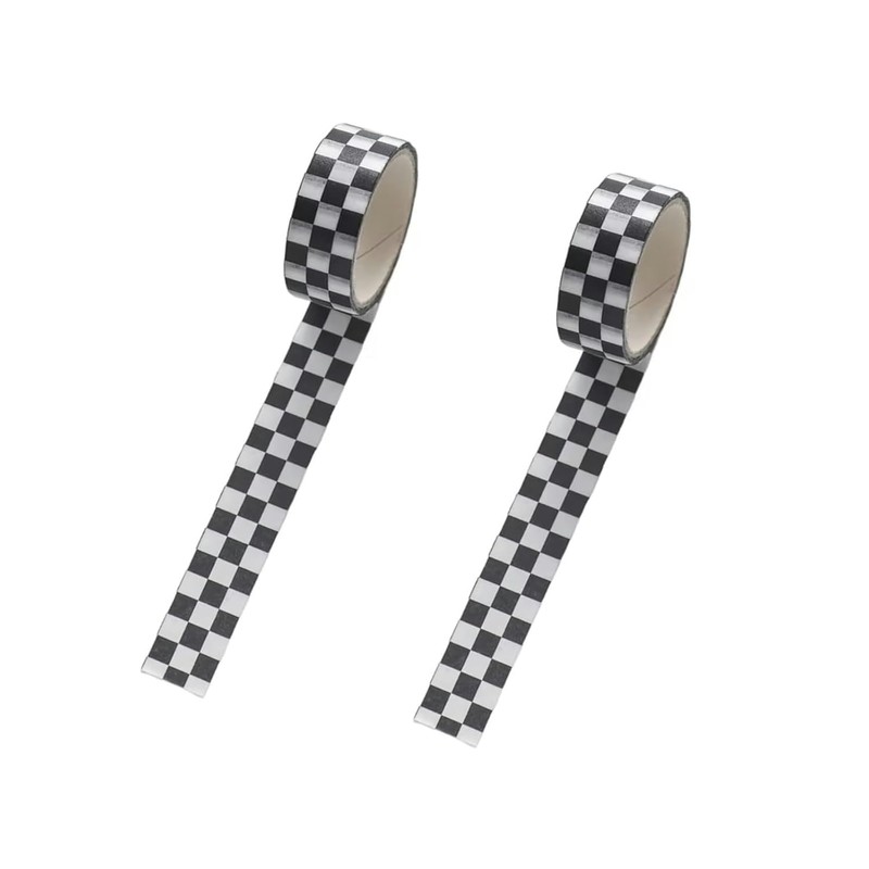 Junfamilee 2 Pcs Black White Decorative Washi DIY Fade-Resistant Arts
