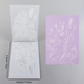 BAOFALI 3D Embossing Folder for Card Making,Lily Flowers Clear Plastic Texture Fades Embossing Folder Template for Scrapbooking and Other Paper Craft Album Stamps DIY Decoration 6.3" L x 4.5" W