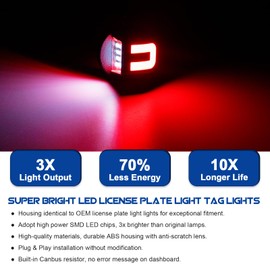 HTZCMOTO LED License Plate Light Tag Light Replacement for 1990-2014 F-150，1980-1999 F-250 F-350，1999-2016 F250 F350 F450 F550 F650 F750 Super DutyLED U-Shaped Light