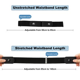 2 Pcs No Buckle Belts for Men, Adjustable Elastic Belts Buckle Free Belts Buckleless Stretch Belts for Jeans Pants Office or Travel Use (Black and Coffee)