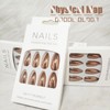 Bronze Chrome Press on Nails Medium Almond, Stiletto Fake Nails