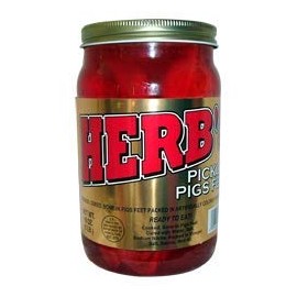 Herb's Pickled Pigs Feet 16 oz quart size container