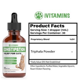 Cat Constipation Relief - May Help to Soften Stool, Ease Bowel Movements, & Much More - Supports Healthy Digestion - Cat Laxative - Constipation Relief for Cats - 1 fl oz - Chicken Flavor