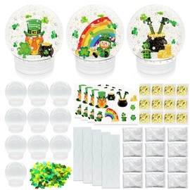 12 Set St. Patricks Day Glitter Snow Globe DIY Craft Kits, Clear Plastic Snow Globe Irish Party Crafts Kit for St. Patricks Day Party Favor Supplies Toddler Classroom Activities Gifts(St. Patricks)