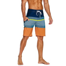 unitop Pantalones cortos de baño para hombre con tiras de vacaciones de verano azul-42