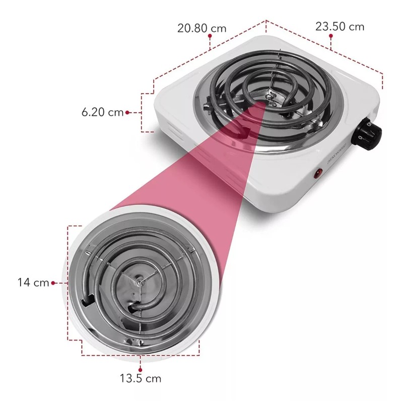 RCA Parrilla Electrica 1 Quemador Rca Hy1000a Alb Color Blanco