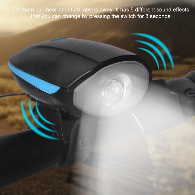 USB Charging Bike Headlight with 120DB Loud Horn Bicycle Light